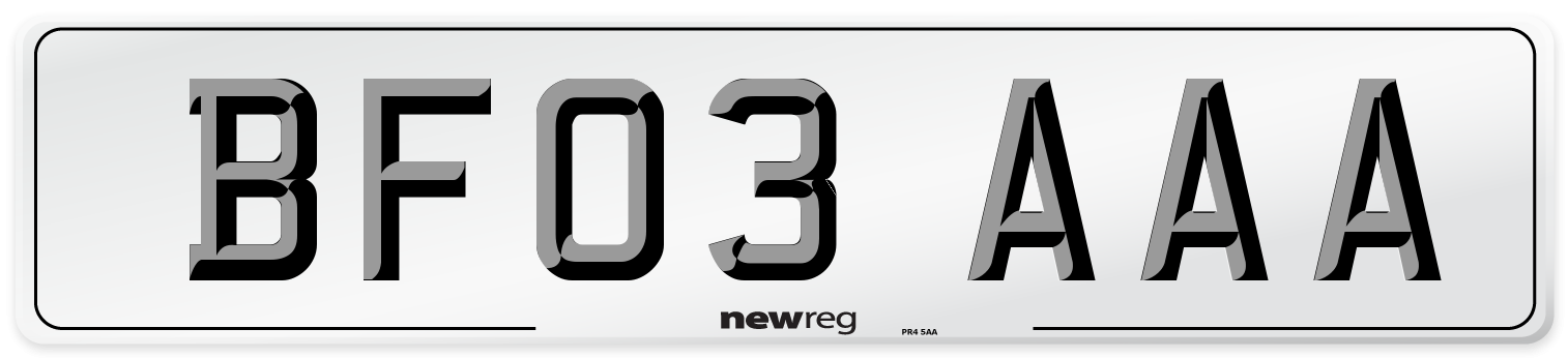 BF03 AAA Number Plate from New Reg